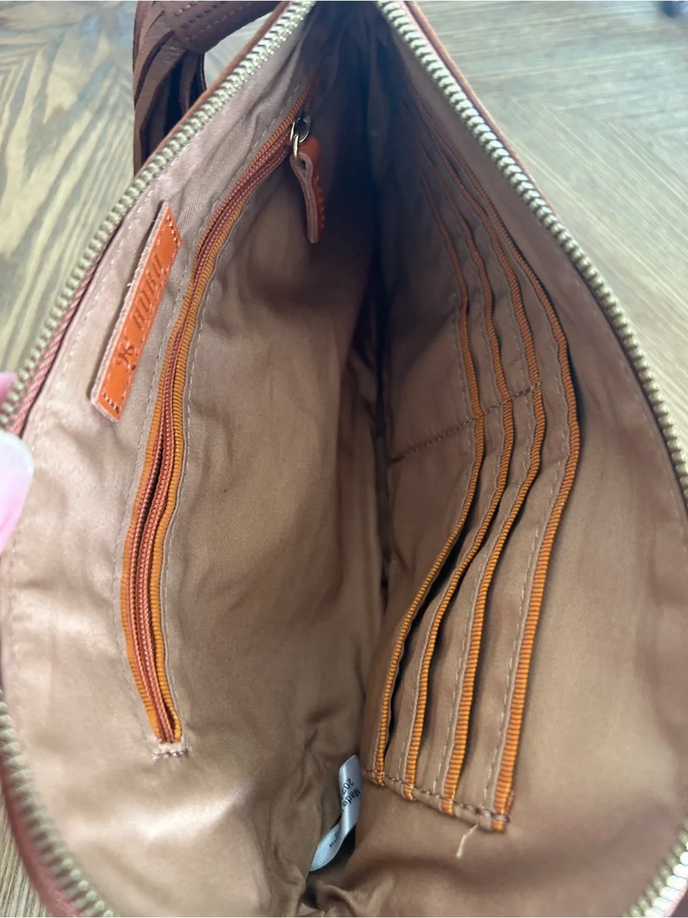 HOBO Brown Leather Hobo Bag with Tassel Detail